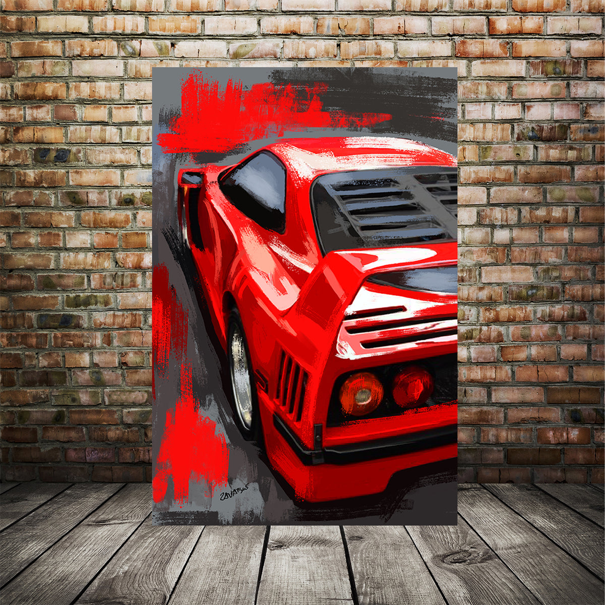 Ferrari F40 canvas art red 003 – Z Garage Art