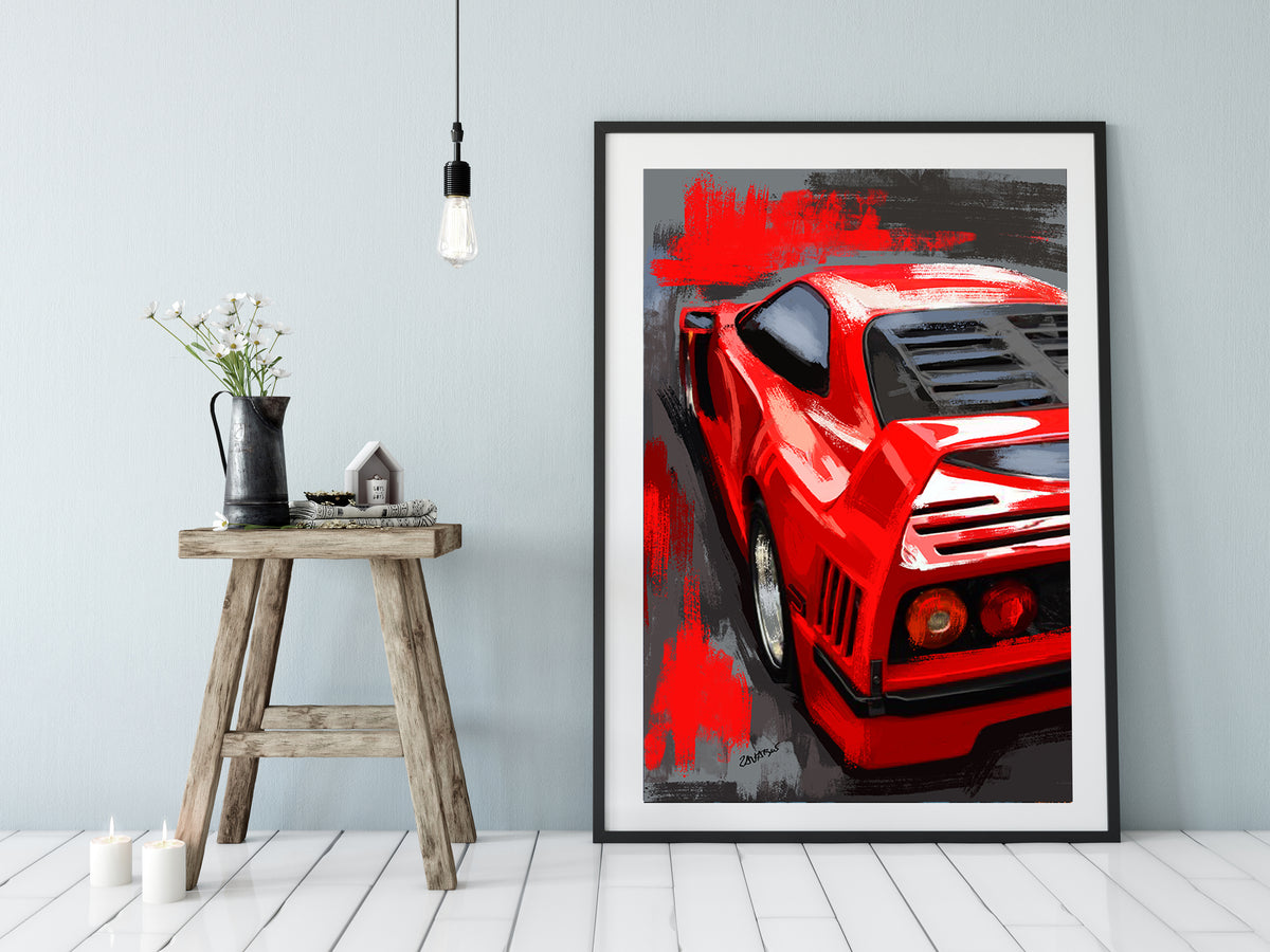 Ferrari F40 canvas art red 003 – Z Garage Art