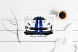 White Dodge Viper SRT w/ blue stripes Greeting Card