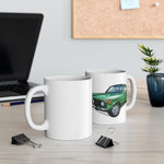 BMW 2002 green on white mug