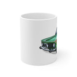 BMW 2002 green on white mug