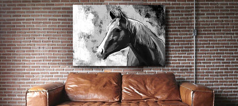 Horse painting black and white 009
