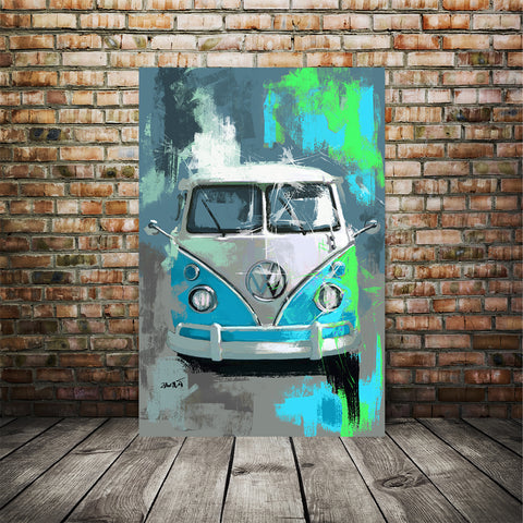 VW T Combi 1975 Bus Green and teal 002