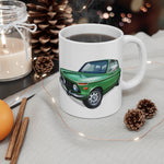 BMW 2002 green on white mug