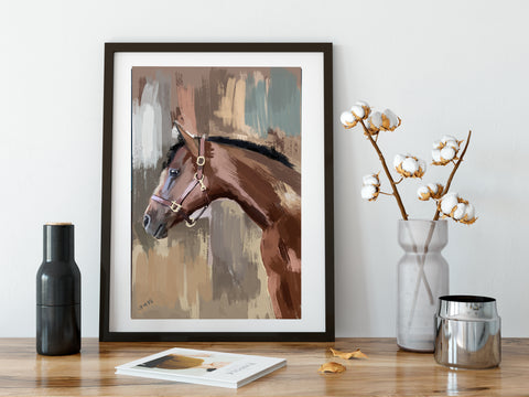 Horse Art print, Canvas, Brown 005