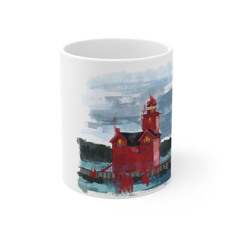 Big Red Lighthouse Coffee Mug 11oz