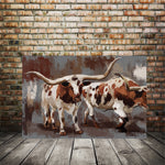 Texas Long Horn Art print, Canvas 005