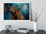 Highland cow art print, Canvas 003