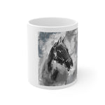 Horses Gray Rustic Art Coffee Mug