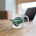 BMW 2002 green on white mug