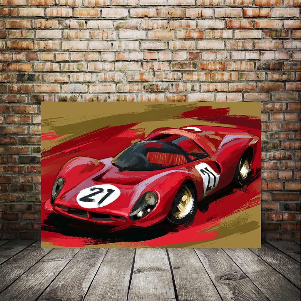 Ferrari Racing Retro Art Poster Maison Phenix High Quality Art Print 22in x  17 #