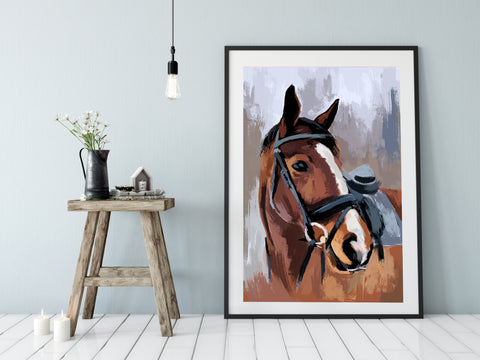 Horse Art print, Brown  004