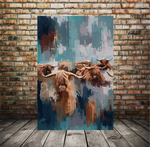Highland cow Hurd Art print, Canvas 002