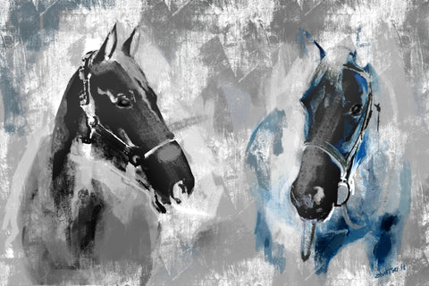 Two Horse Art print Rustic, Canvas, 012