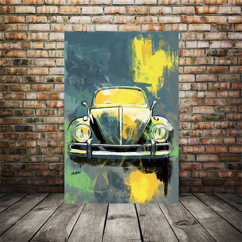 VW Bug Retro Yellow auto art 002